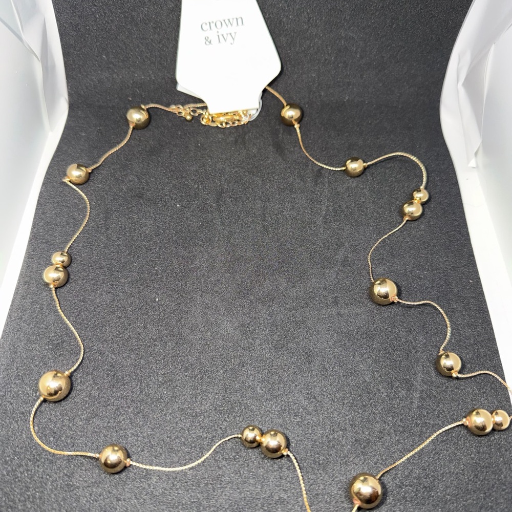 Crown & Ivy Gold Bead Necklace